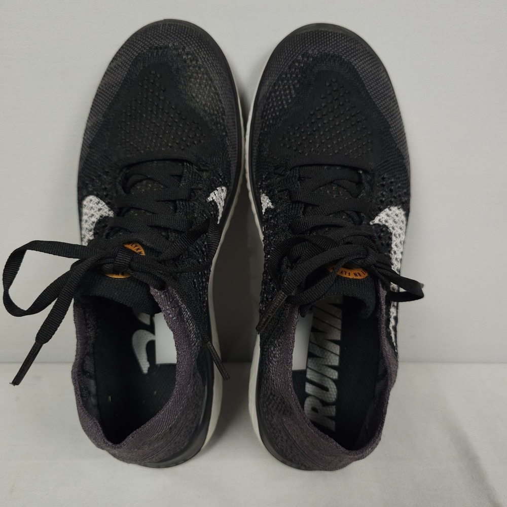 Nike Free RN Flyknit Shoes Women Size 7.5 Black Vast Grey Knit 2018 Running - Picture 12 of 16